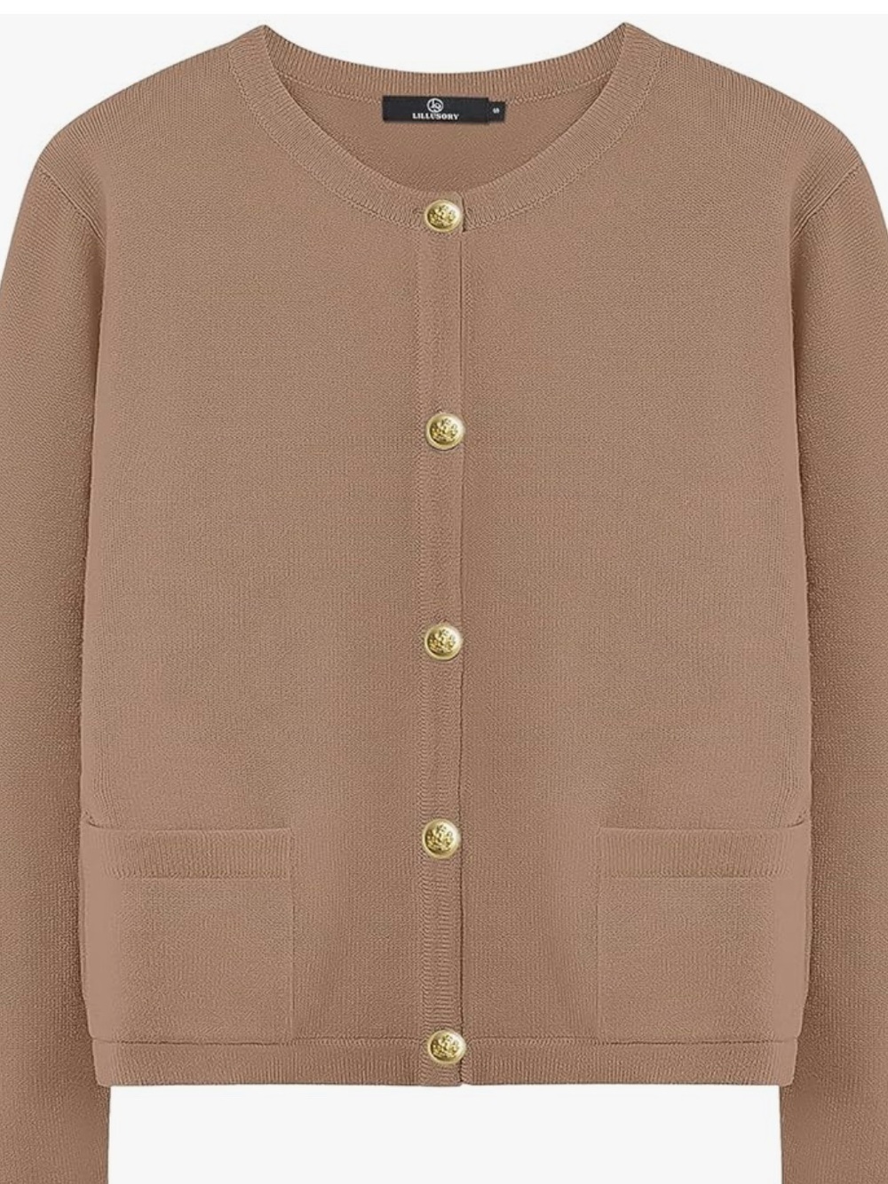 Light Taupe Button-Front Knit Cardigan size large NWT